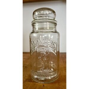 Vintage Planters Mr. Peanut 75th Anniversary 1906-1981 Glass Jar Embossed
